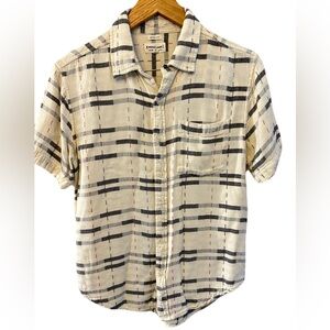 Bridge & Burn Casual Linen Button Down Shirt Plaid Small